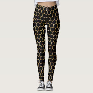 Gouden en zwarte honingraat leggings