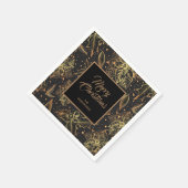 Gouden en zwarte kerstbloem servet (Hoek)