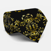  gouden en zwarte Ornamenten Stropdas (Opgerold)