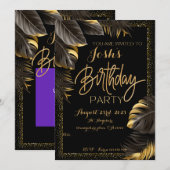 Gouden en zwarte palmboom uitnodiging (Voorkant / Achterkant)