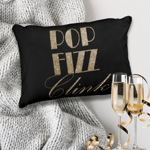 Gouden en zwarte partij Pop Fizz Clink Accent Kussen