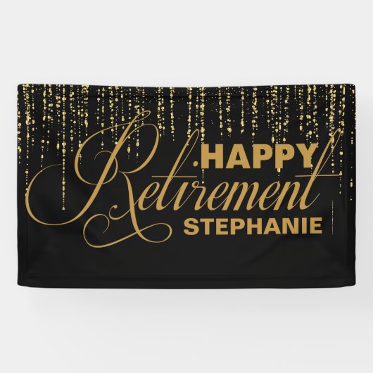 Gouden en Zwarte Pensioenpartij Spandoek (Horizontaal)