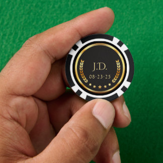 Gouden en zwarte pokerfiches poker chips