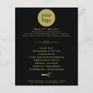 Gouden en Zwarte Schoonheidssalon Flyer