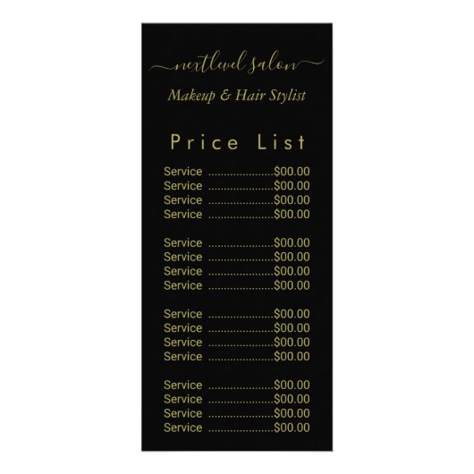 Gouden en zwarte schoonheidssalon reclamekaart (Voorkant)