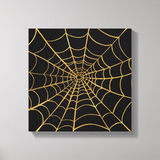 Gouden en Zwarte Spinnenweb Canvas Afdruk (Voorkant)