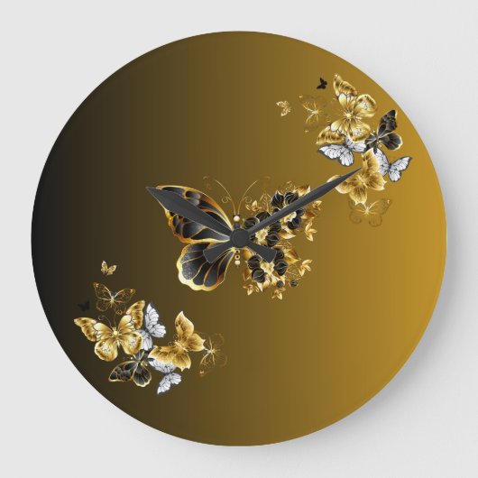 Gouden en zwarte vlinderbloemige kunst Gouden Euph Grote Klok (Voorkant)