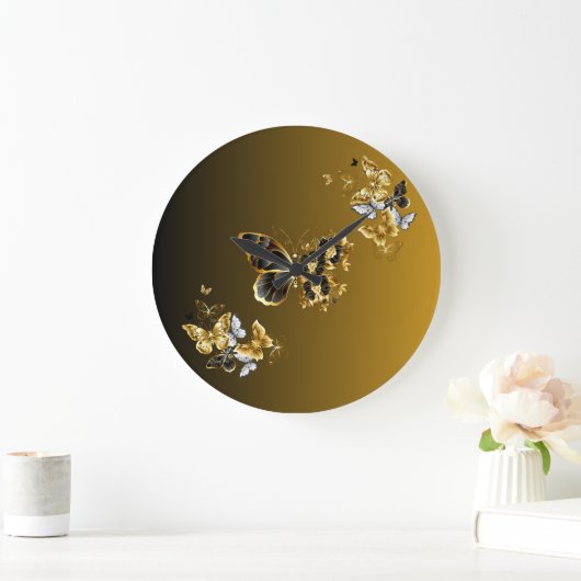 Gouden en zwarte vlinderbloemige kunst Gouden Euph Grote Klok (Huis)