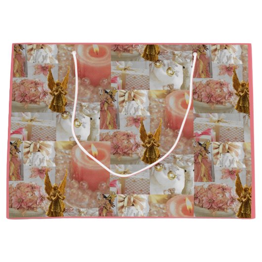 Gouden Engel en Decoraties Gift Bag Groot Cadeauzakje (Voorkant)