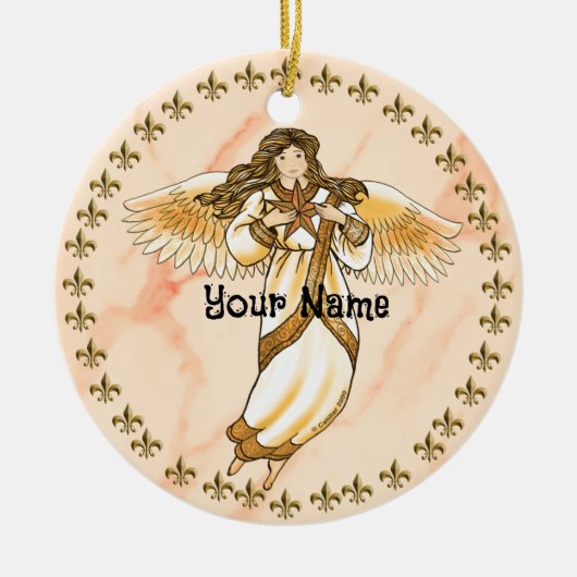 Gouden Engel Keramisch Ornament (Voorkant)