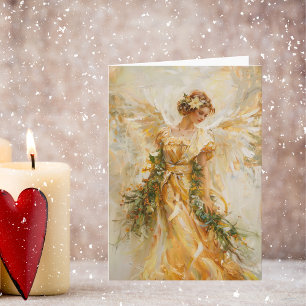 Gouden engel kerstgroet kaart