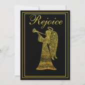 Gouden engel op zwart Verheug Kerstmis Feestdagenkaart (Voorkant)