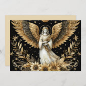 Gouden engel plat kerstkaart (Voorkant / Achterkant)