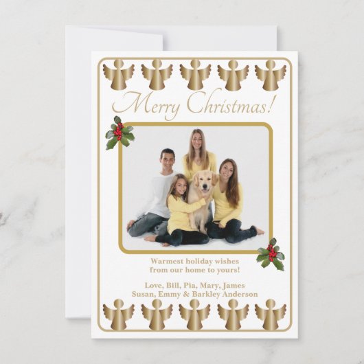 Gouden engelen Kerst foto vakantiewenskaart Feestdagenkaart (Voorkant)