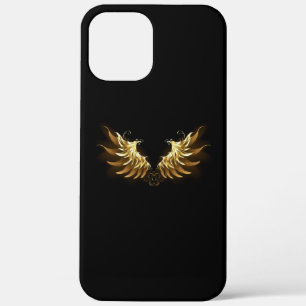 Gouden engelenvleugels op een zwarte achtergrond iPhone 12 pro max hoesje