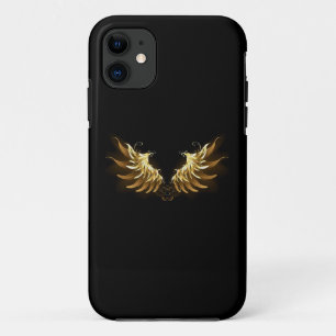 Gouden engelenvleugels op een zwarte achtergrond iPhone 11 hoesje