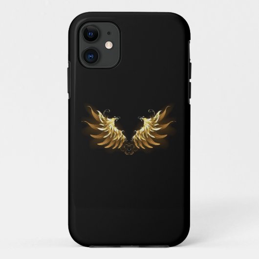 Gouden engelenvleugels op een zwarte achtergrond Case-Mate iPhone case (Achterkant)