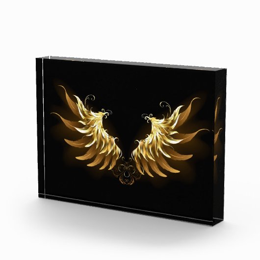 Gouden engelenvleugels op een zwarte achtergrond fotoblokken (Rechts)