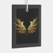Gouden engelenvleugels op een zwarte achtergrond glas ornament (Voorkant Rechts)