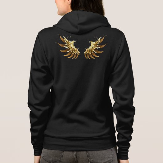 Gouden engelenvleugels op een zwarte achtergrond hoodie (Achterkant)