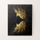 Gouden engelenvleugels op een zwarte achtergrond legpuzzel (Verticaal)