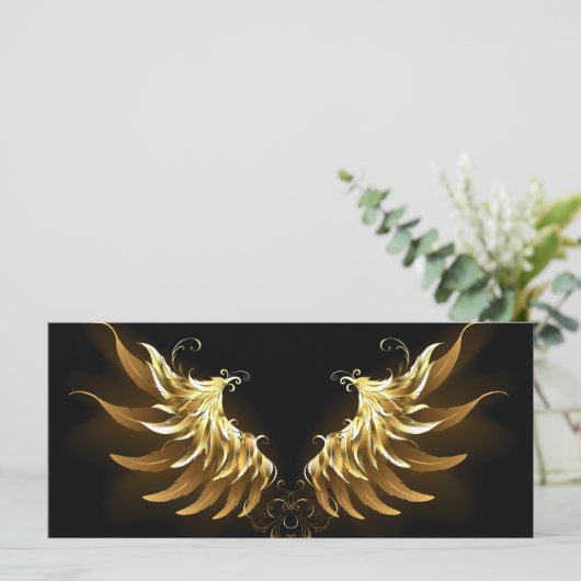Gouden engelenvleugels op een zwarte achtergrond menu (Staand voorkant)
