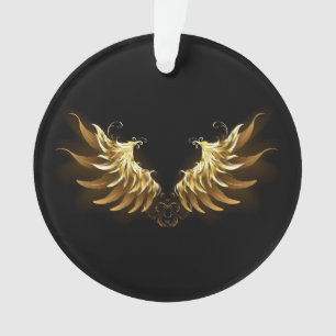 Gouden engelenvleugels op een zwarte achtergrond ornament