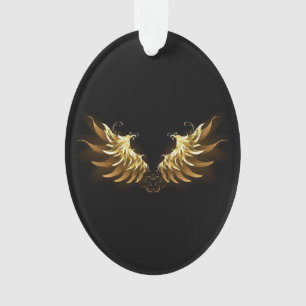 Gouden engelenvleugels op een zwarte achtergrond ornament