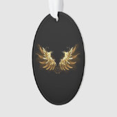 Gouden engelenvleugels op een zwarte achtergrond ornament (voorkant)