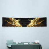 Gouden engelenvleugels op een zwarte achtergrond spandoek (Beurs)