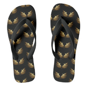 Gouden engelenvleugels op een zwarte achtergrond teenslippers