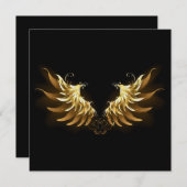 Gouden engelenvleugels op zwarte achtergrond advieskaart (Voorkant / Achterkant)