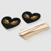 Gouden engelenvleugels op zwarte achtergrond handwaaier (Niet-gemonteerd)