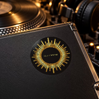 Gouden Equalizer DJ Naam Ronde Sticker