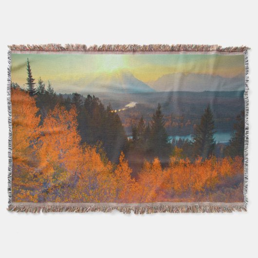 Gouden Espen boven Snake River bij zonsondergang Deken (Voorkant)