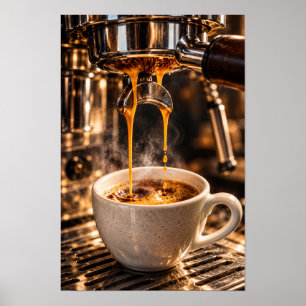 Gouden Espresso Gieting – Luxe Koffiezetapparaat M Poster