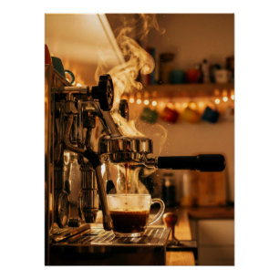 Gouden Espresso Ritueel – Warm Coffee Art Poster Perfect Poster
