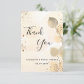Gouden eucalyptus moderne glitters bruiloftsdouche bedankkaart (Staand voorkant)