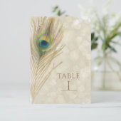 Gouden Exotische Pauwveer Glam Tafel Nummerkaart Kaart (Staand voorkant)