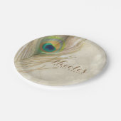 Gouden Exotische Peacock Feather Glam Elegant Part Papieren Bordje (Gekanteld)