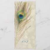 Gouden Exotische Peacock Feather Glam Party Menu (Achterkant)