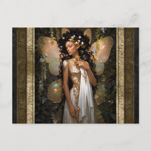 Gouden Fairy Meisje Fantasy Kunst Briefkaart (Voorkant)