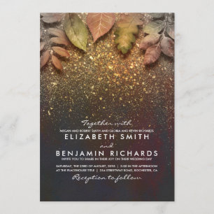 Gouden  Fall Leaves Elegant Wedding Kaart