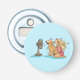 Gouden Fan Meisje Button Flesopener