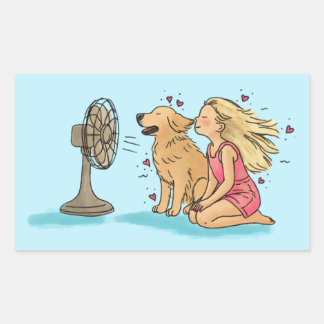 Gouden Fan Meisje Rechthoekige Sticker