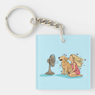 Gouden Fan Meisje Sleutelhanger