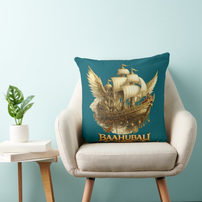 Gouden Fantasie Vliegend Schip Kunst Kussen (Stoel)