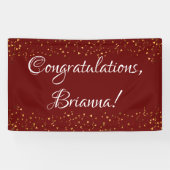 Gouden Faux Confetti op Bourgogne Gefeliciteerd Spandoek (Horizontaal)