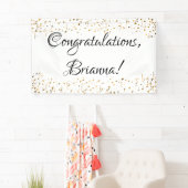 Gouden Faux Confetti Zwart-wit Gefeliciteerd Spandoek (Insitu)