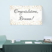 Gouden Faux Confetti Zwart-wit Gefeliciteerd Spandoek (Beurs)